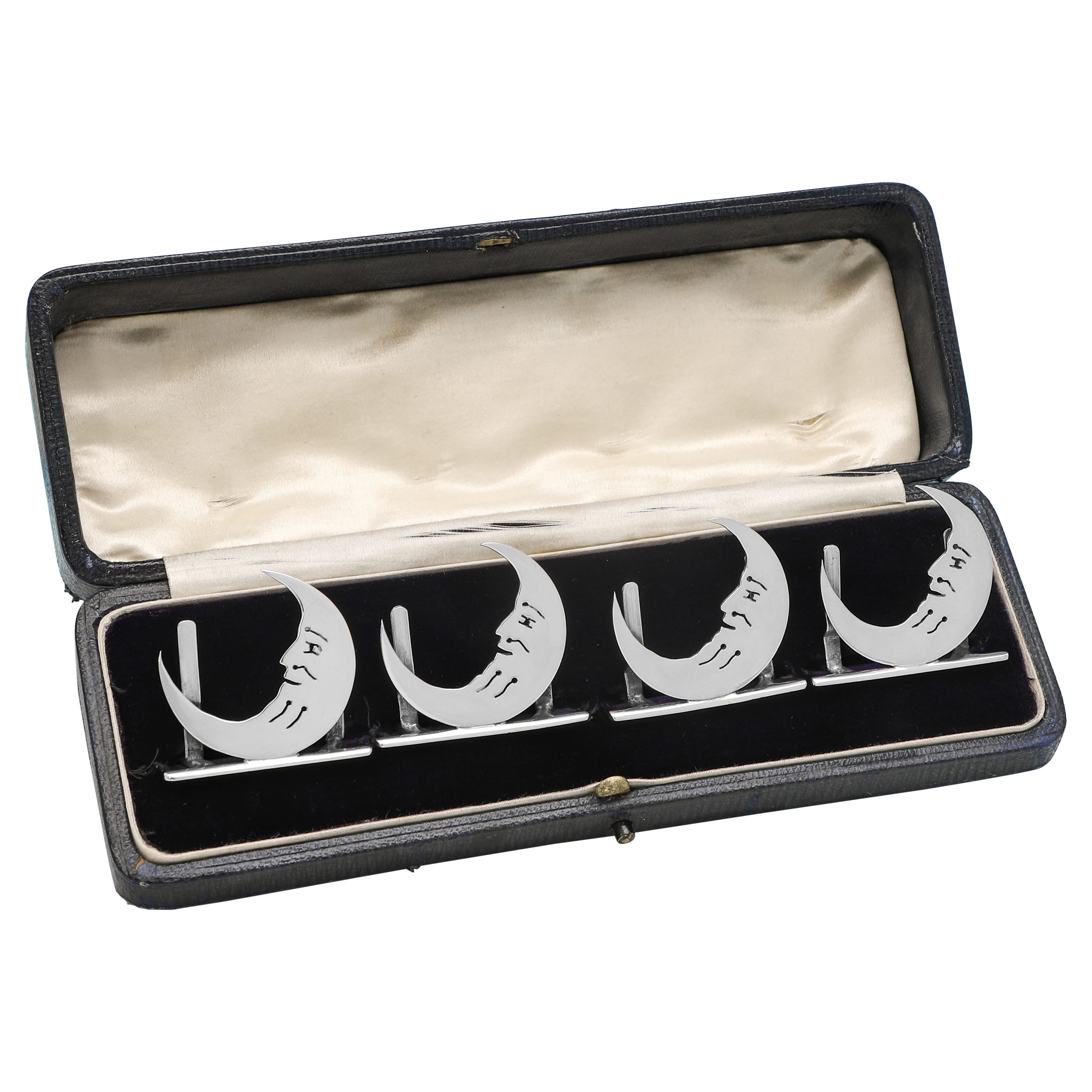 Neuheit „Man in the Moon“-Set von Speisekartenhaltern, hergestellt 1912 in Chester im Angebot