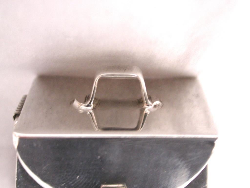 Sterling Silver Novelty Mexican Silver Panier Pill Box, 925 Silver, circa 1980