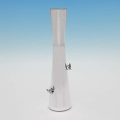 Novelty Modernist Design Sterling Silver Vase, Thistle & Bee, Hallmarked 2000