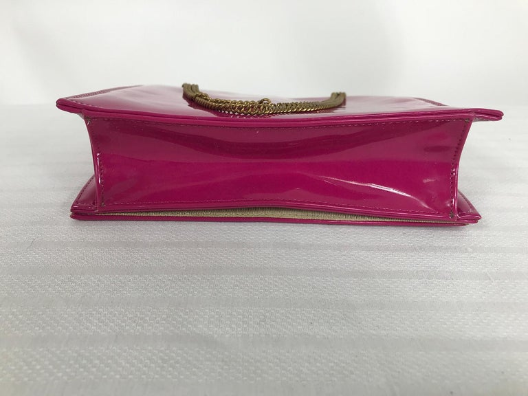 Novelty Pink Patent Leather with Gold Hardware Flap Front Handbag