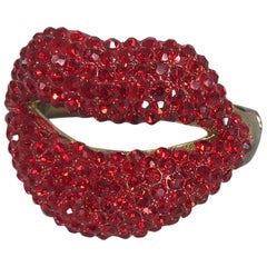 Novelty Red Rhinestone Lips Bracelet 1980s