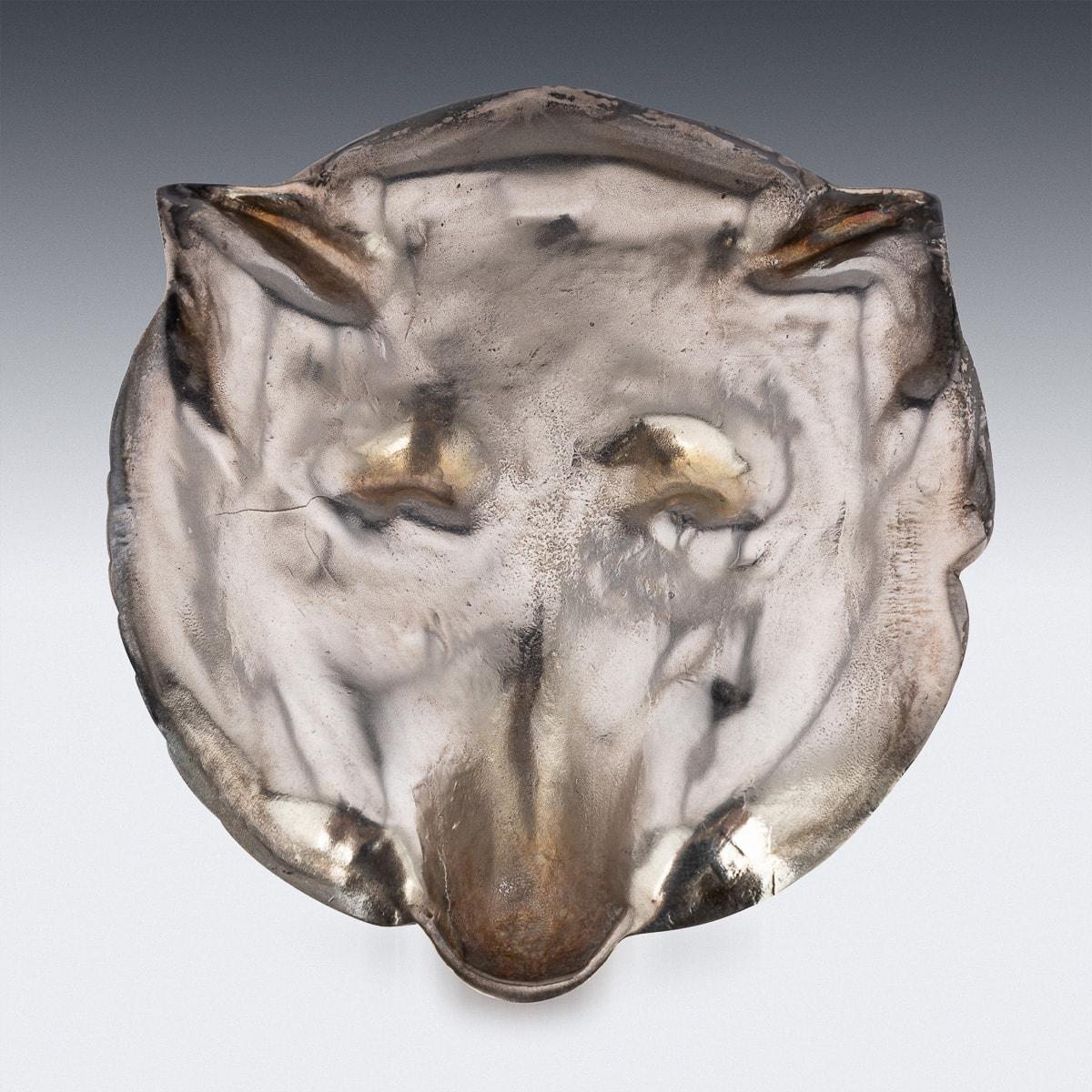 British Novelty Set Of Four Solid Silver Fox Head Dishes, Asprey & Co, c.1982 For Sale