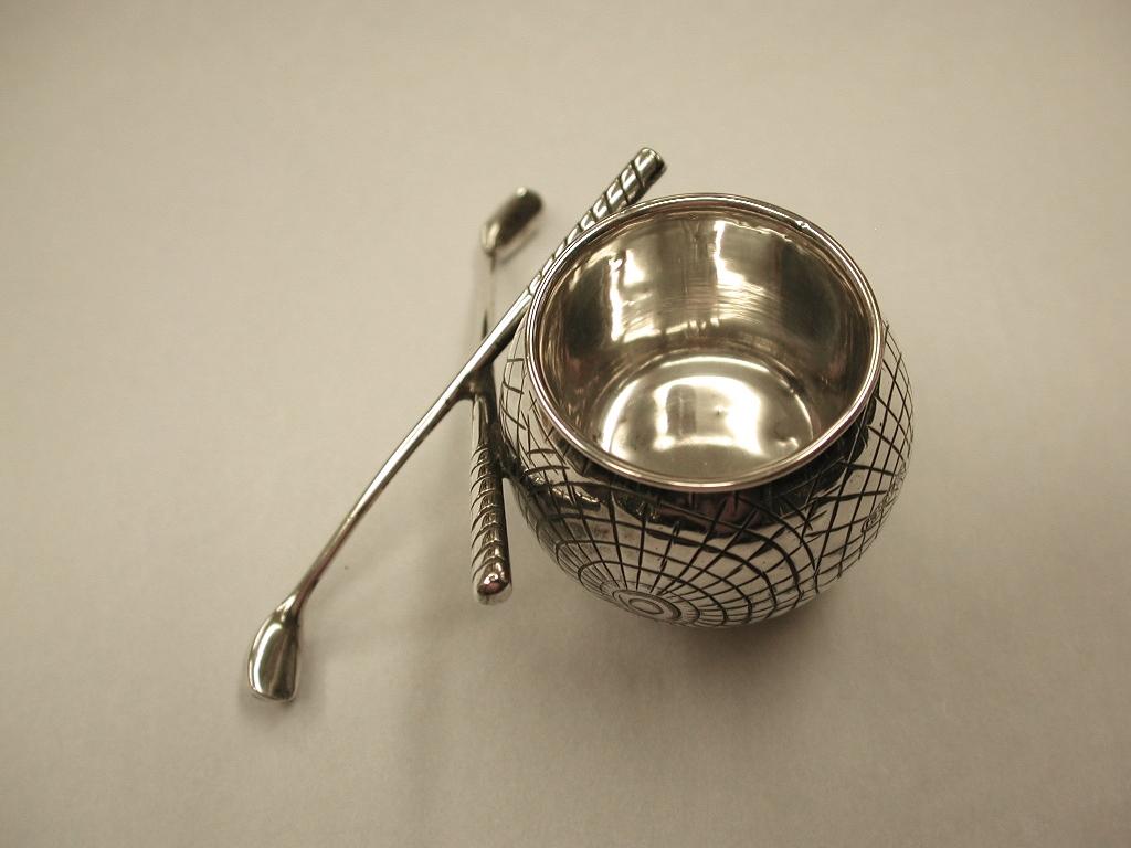 Art Deco Novelty Silver Golf Ball with Clubs, Matchstriker, 1924, G F Westwood & Sons For Sale