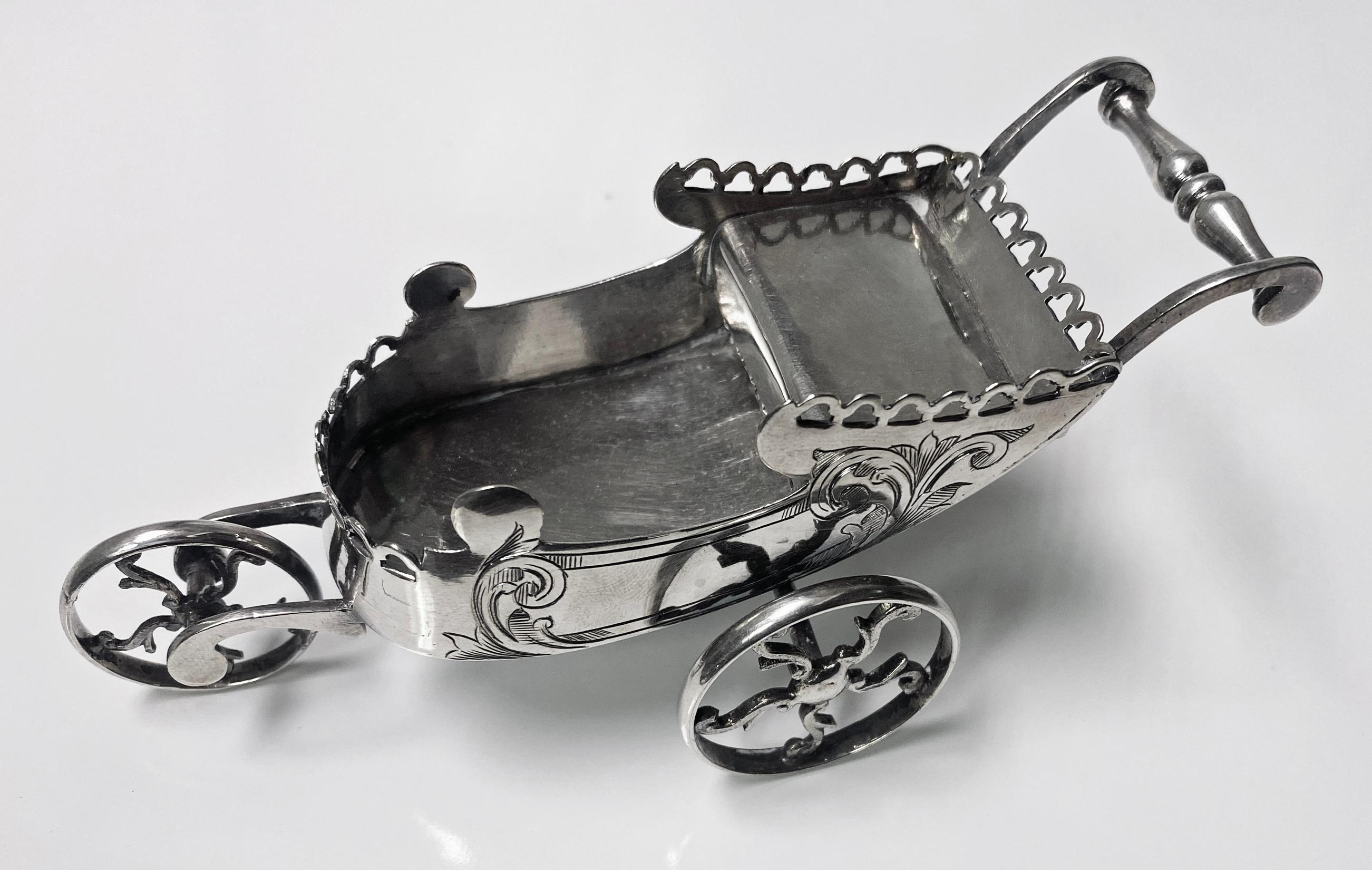 Novelty silver plate Chariot Carriage Continental C.1870 For Sale 1