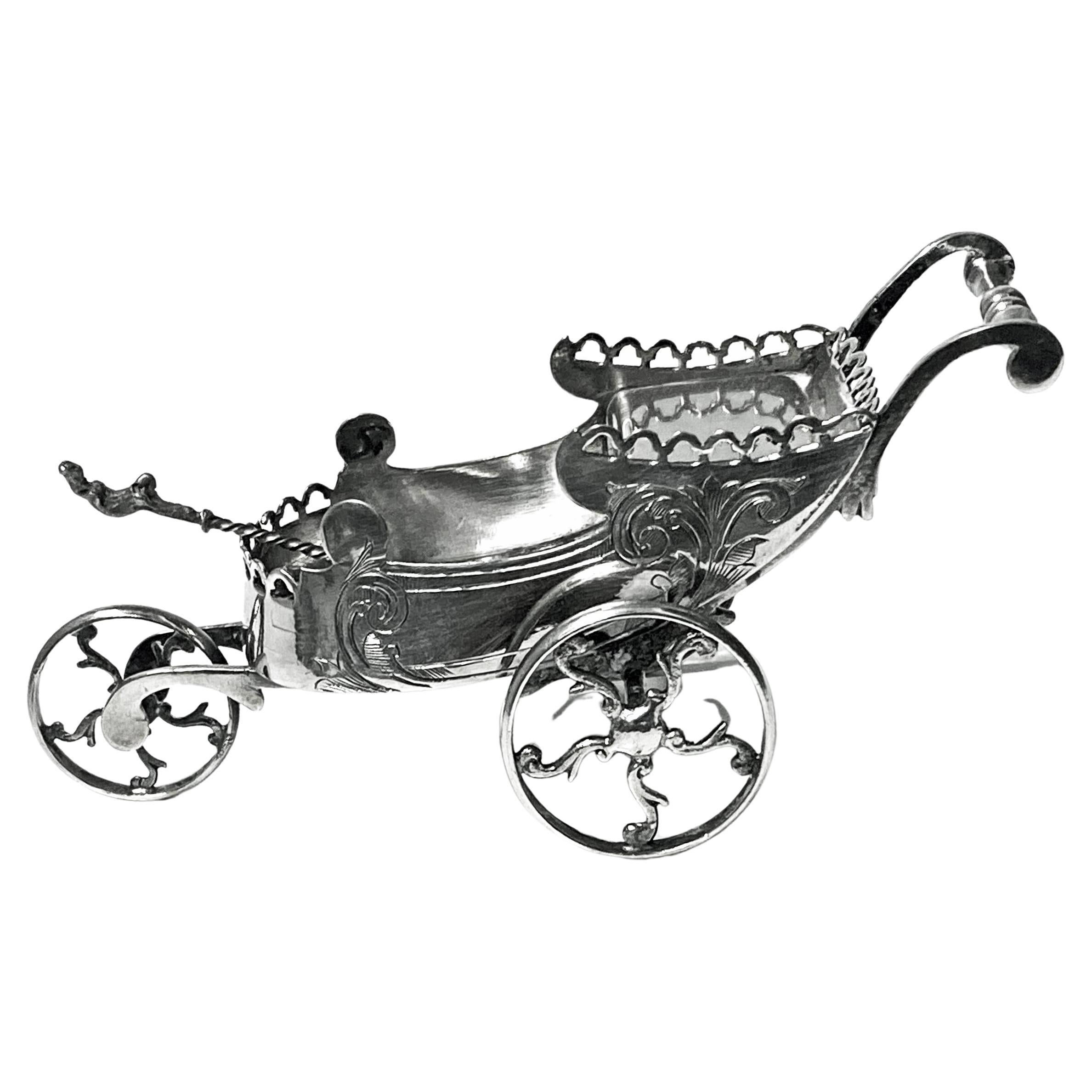 Novelty silver plate Chariot Carriage Continental C.1870 For Sale