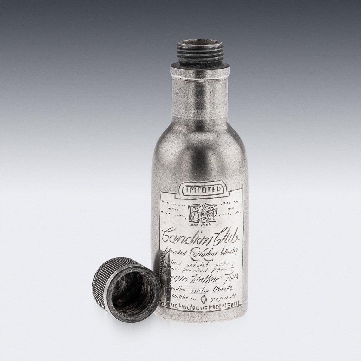 Novelty Solid Silver Miniature Canadian Club Whisky Bottle In Good Condition For Sale In Royal Tunbridge Wells, Kent
