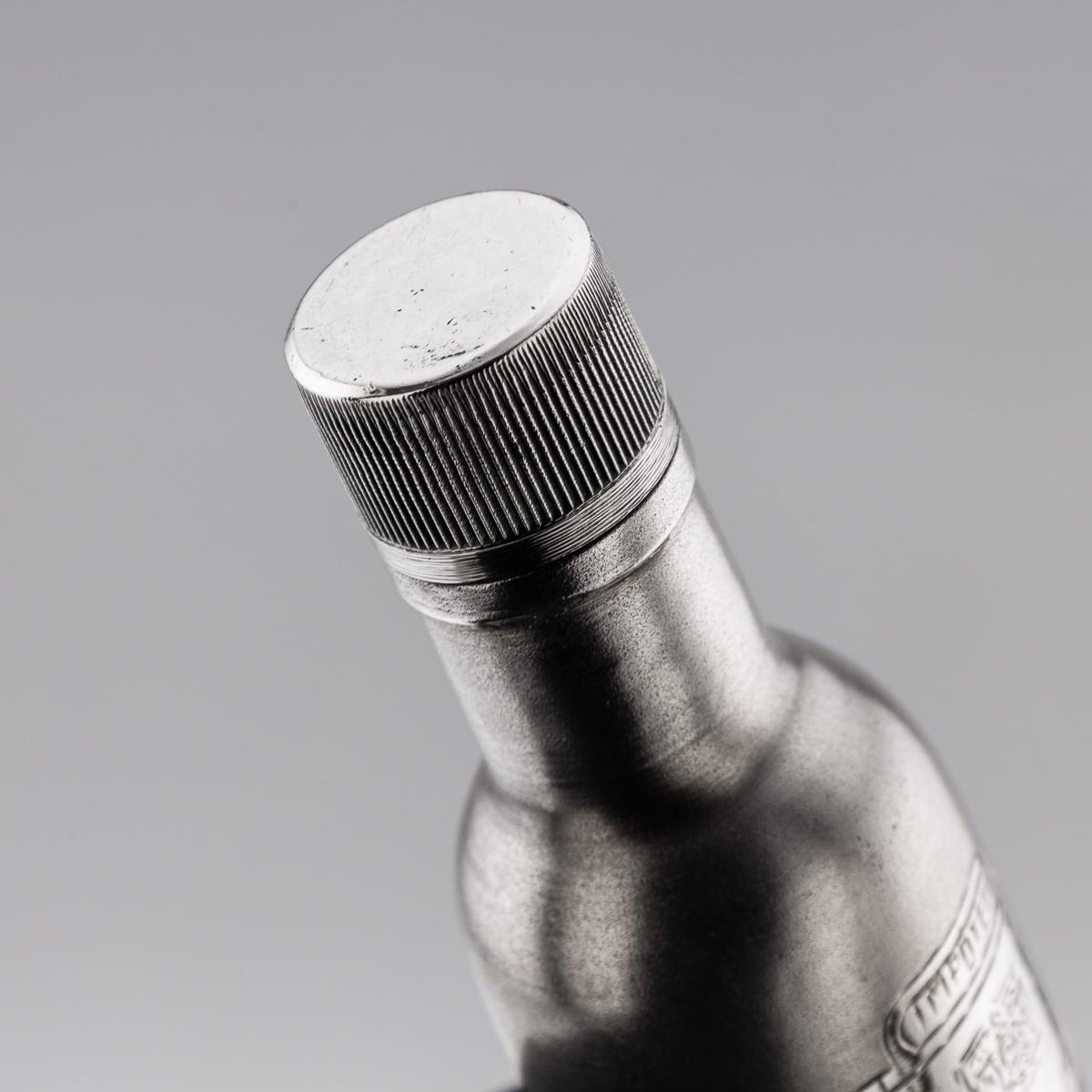 20th Century Novelty Solid Silver Miniature Canadian Club Whisky Bottle For Sale