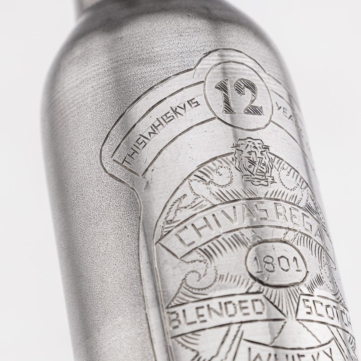 Novelty Solid Silver Miniature Chivas Regal Whisky Bottle For Sale 1