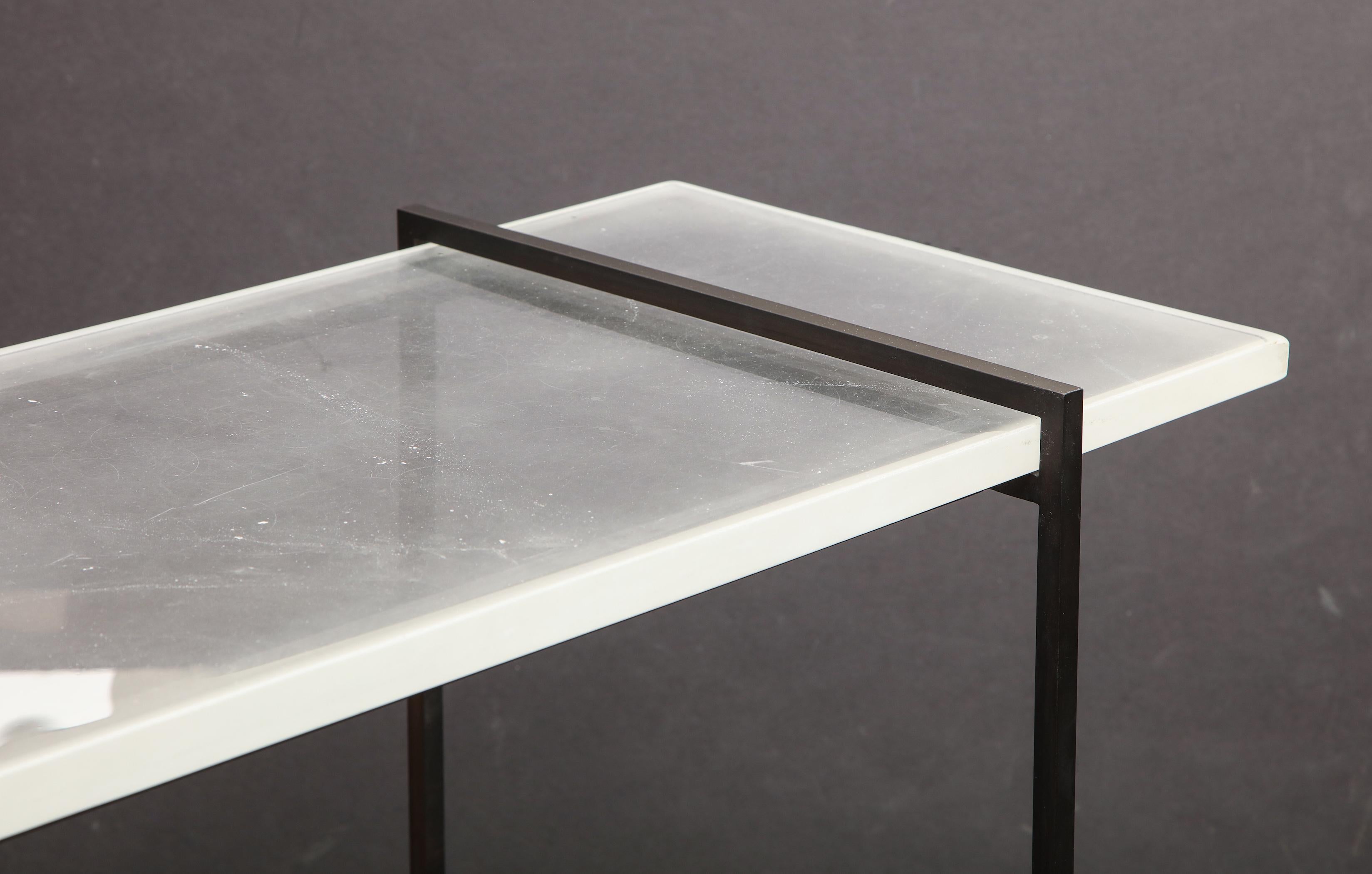 Modern Novelty Stardust Glass Console Table with Solid Metal Legs