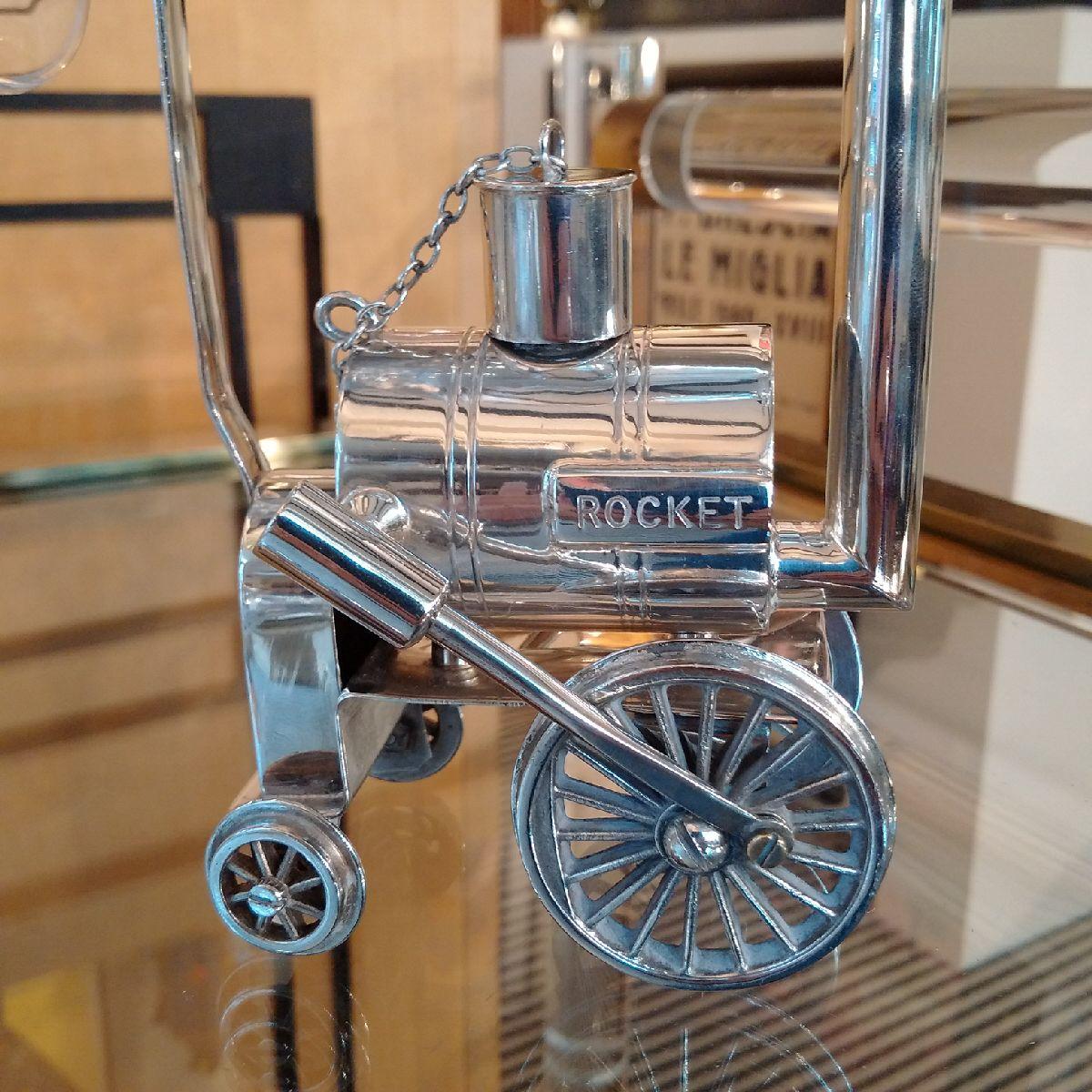 Art Deco Novelty Stephenson's Rocket Locomotive Silver-Plated Brandy Warmer, 1920s