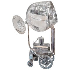 Novelty Stephenson's Rocket Locomotive Silver-Plated Brandy Warmer, 1920s