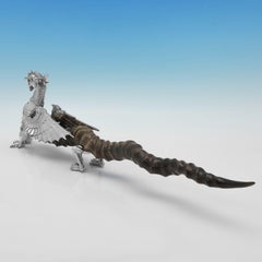 Novelty sterling silver cigar lighter modelled as a dragon - made in 1997