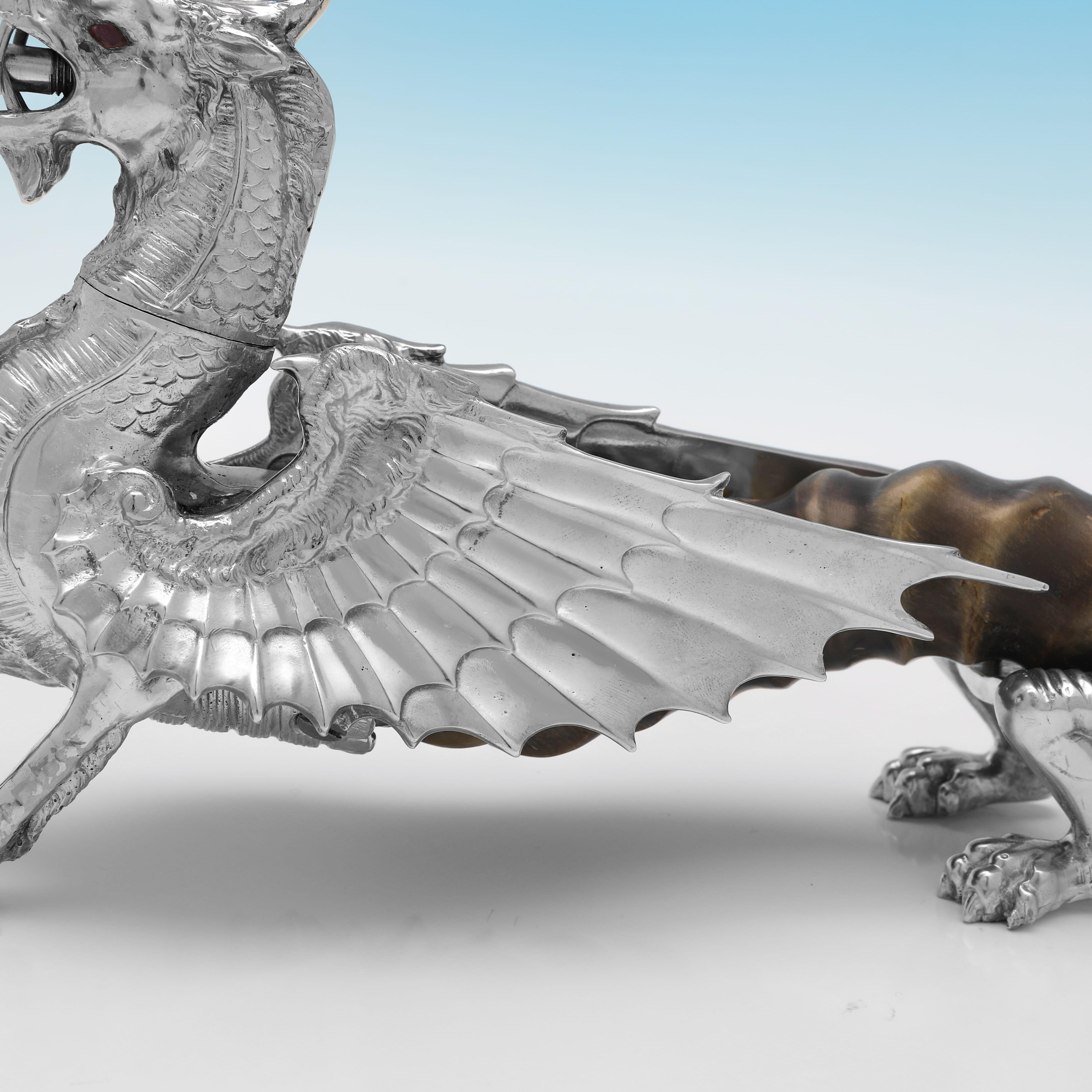 Sterling Silver Novelty sterling silver cigar lighter modelled as a dragon - made in 1997