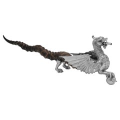 Novelty sterling silver cigar lighter modelled as a dragon - made in 1997