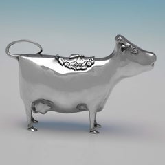 Neuheit Sterlingsilber Kuhcremeschaufel - London 1977 - Ärmel & Wolle