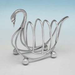 Porte-toast Swan en argent sterling fabriqué à Birmingham en 1971