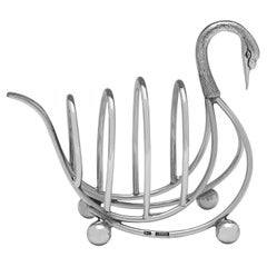 Novelty sterling silver 'Swan' toast rack made in Birmingham in 1971
