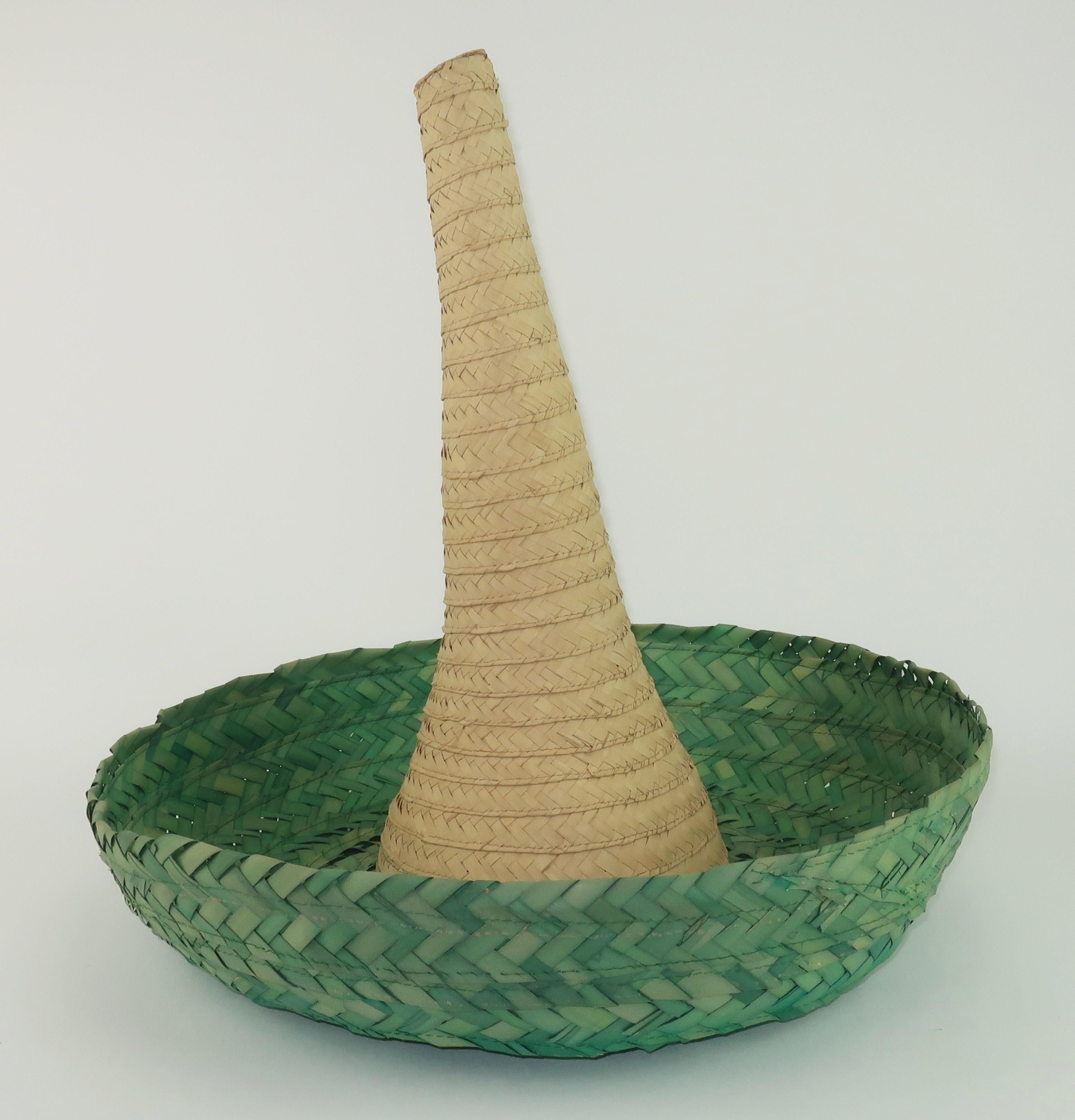 Women's Novelty Straw Mexican Sombrero Hat, 1960's