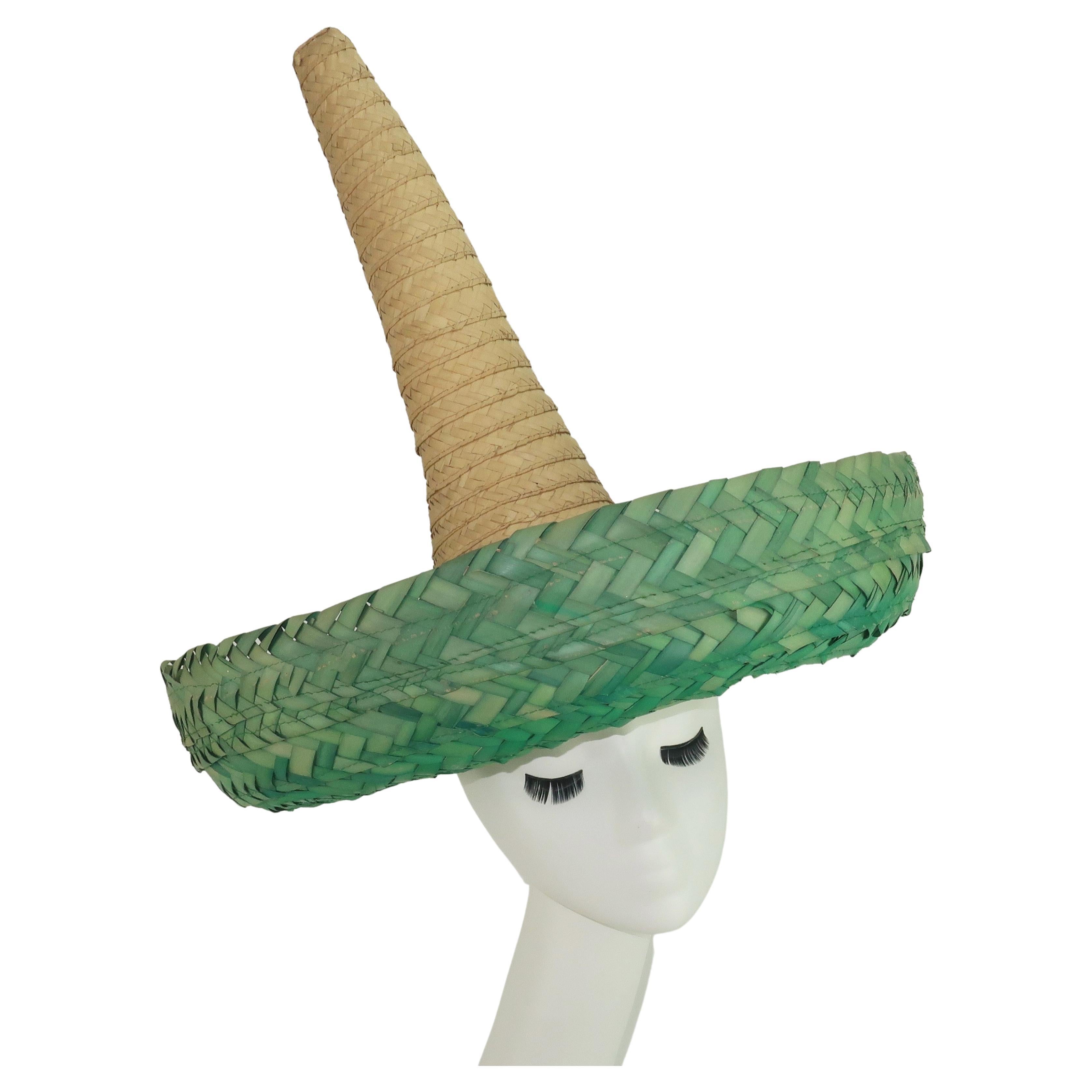 Novelty Straw Mexican Sombrero Hat, 1960's
