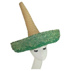 Novelty Straw Mexican Sombrero Hat, 1960's