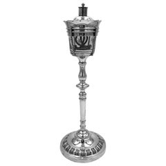 Antique Novelty Sterling Silver Table Cigar Lighter in the form of a Street Light