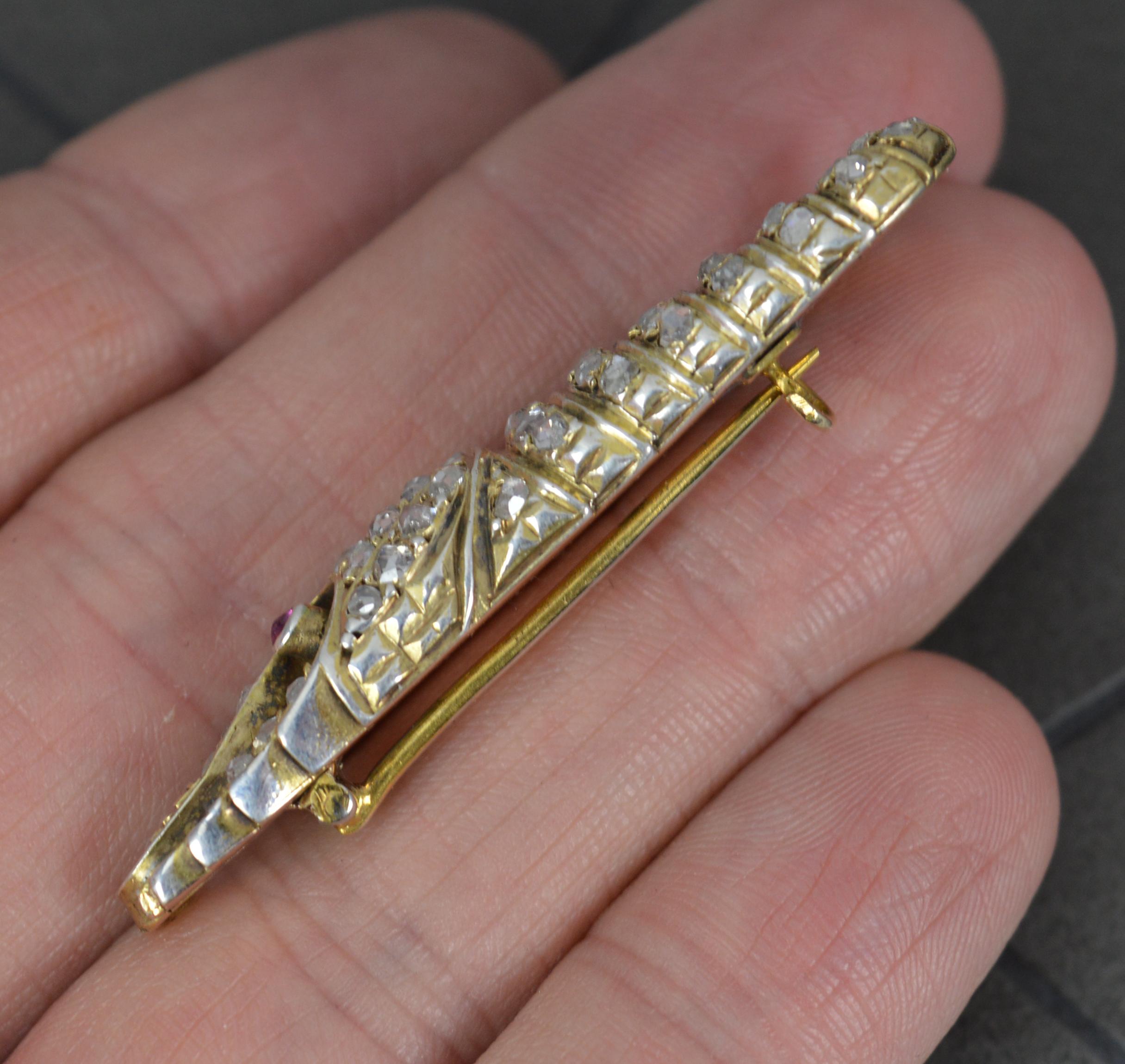 Women's Novelty Victorian 15 Carat Gold Rose Cut Diamond and Ruby Shrimp Brooch
