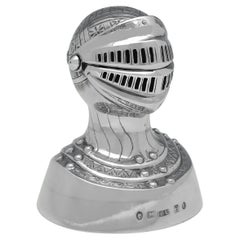 Antique Novelty Victorian sterling silver 'Knights Helmet' pepper pot made in 1869