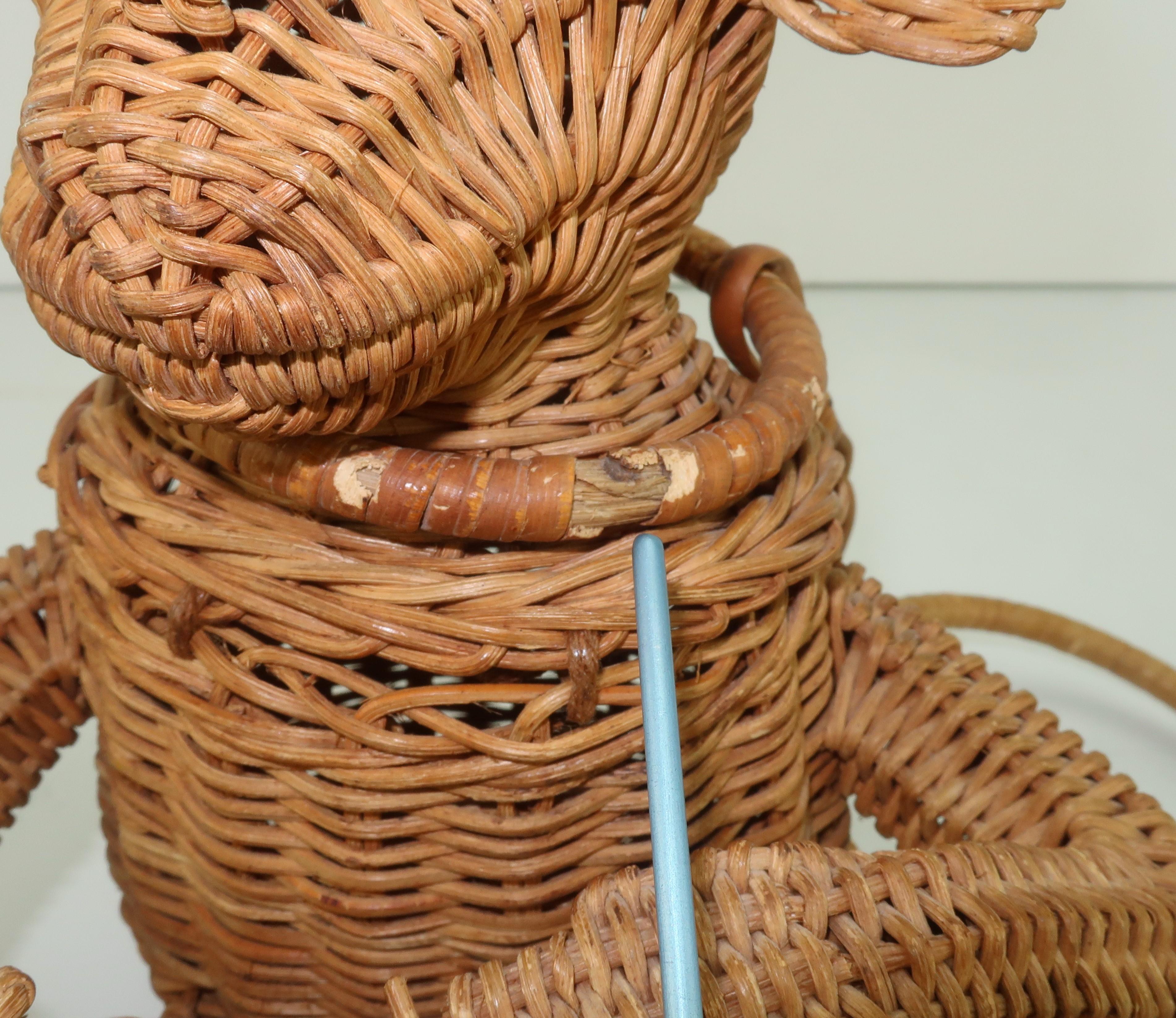 Novelty Wicker Monkey Handbag, 1950's 5