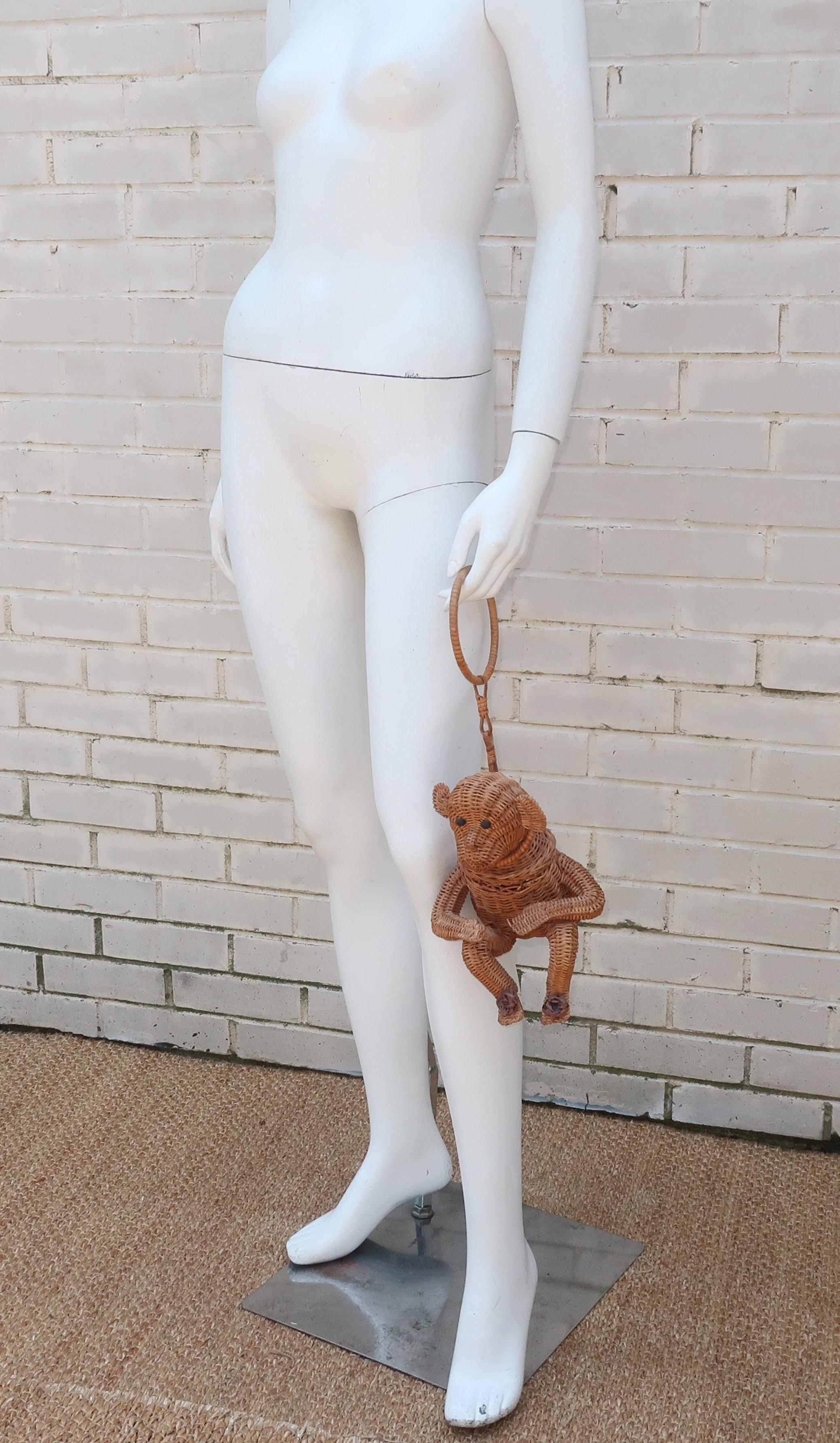 Novelty Wicker Monkey Handbag, 1950's 7