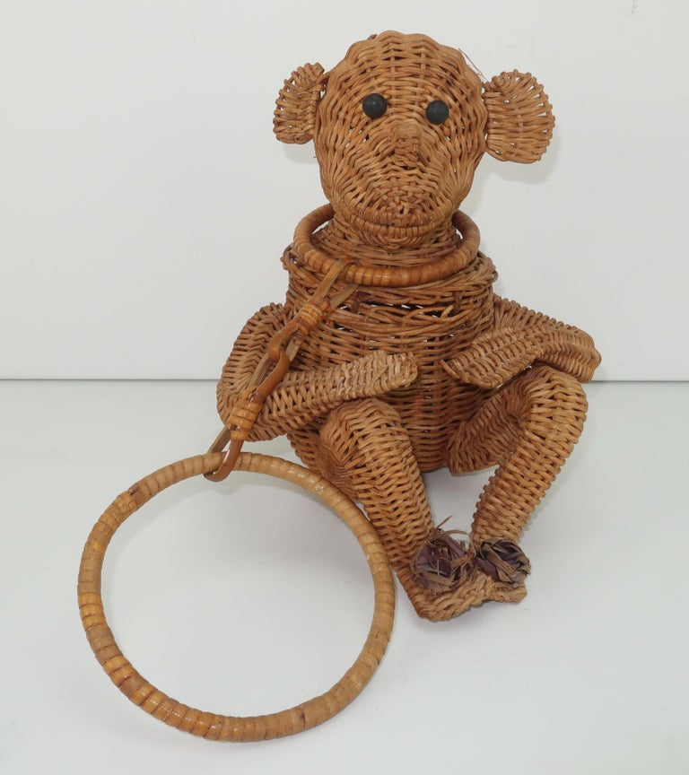 Novelty Wicker Monkey Handbag, 1950's For Sale at 1stDibs