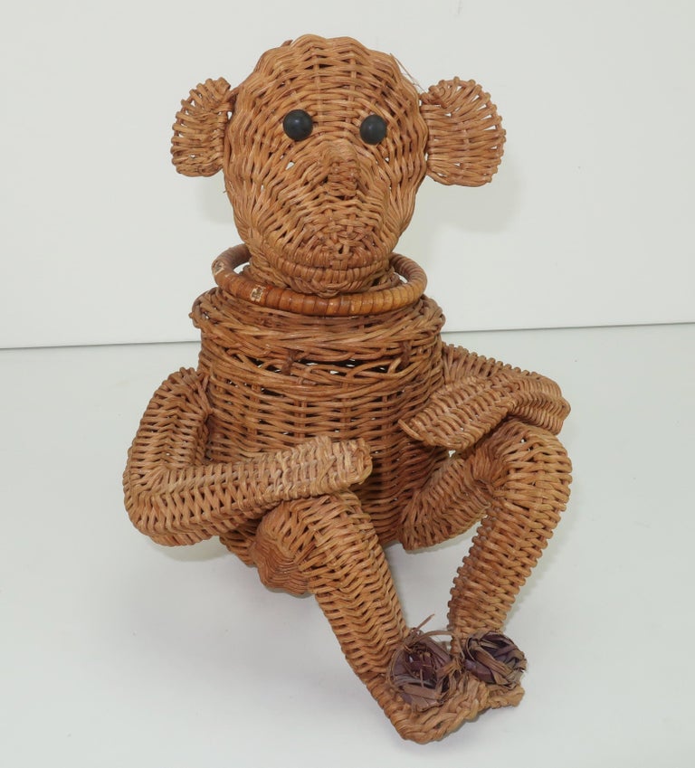 Novelty Wicker Monkey Handbag, 1950's For Sale at 1stDibs