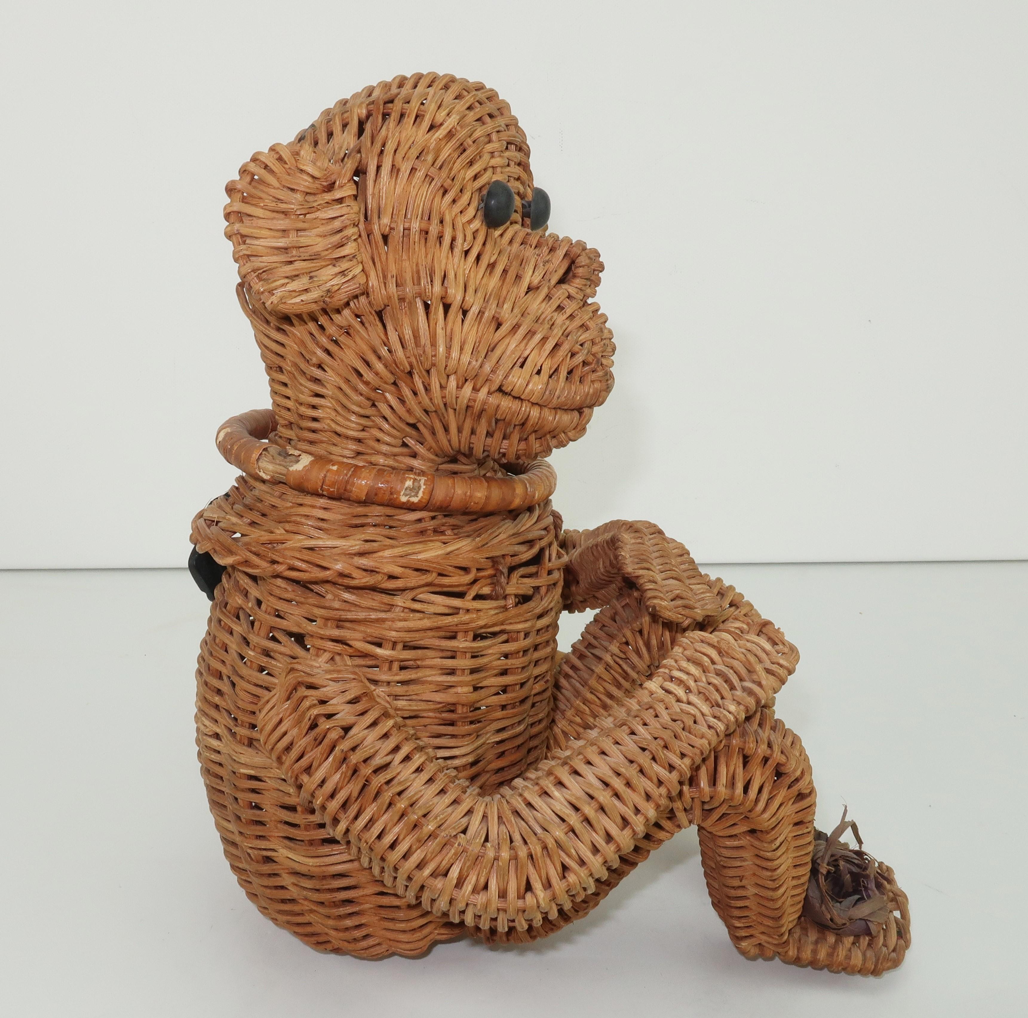 Brown Novelty Wicker Monkey Handbag, 1950's