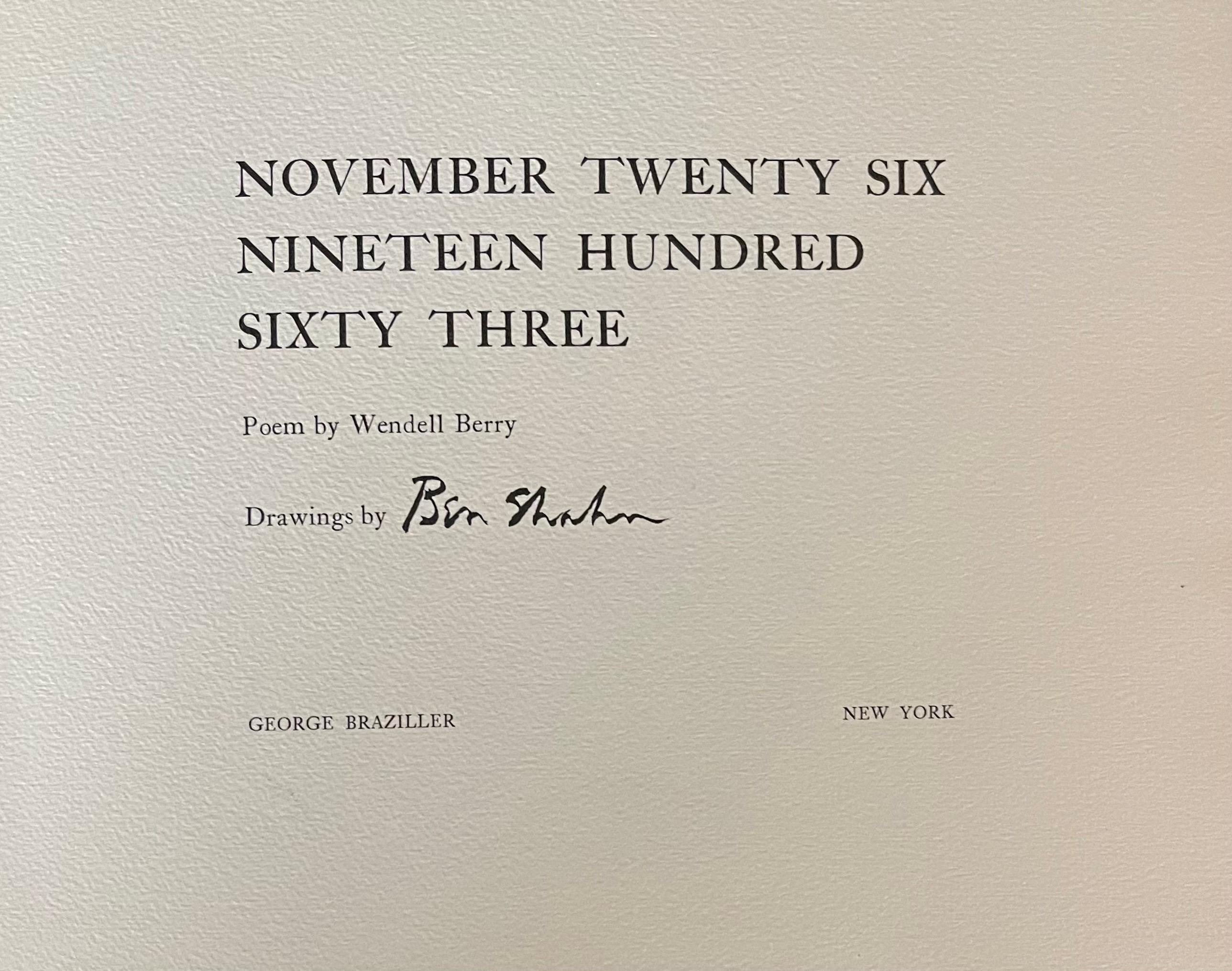 « 26 novembre 1963 » JFK Livre en édition limitée signé par Ben Shahn & W. Berry  en vente 1