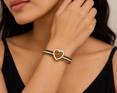 November Birthstone Citrine Diamond Heart Bracelet 14K Gold by Meghna Jewels