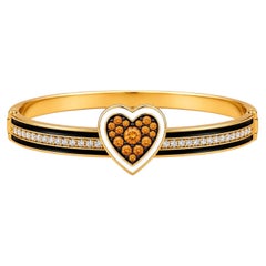 November Birthstone Citrine Diamond Heart Bracelet 14K Gold by Meghna Jewels