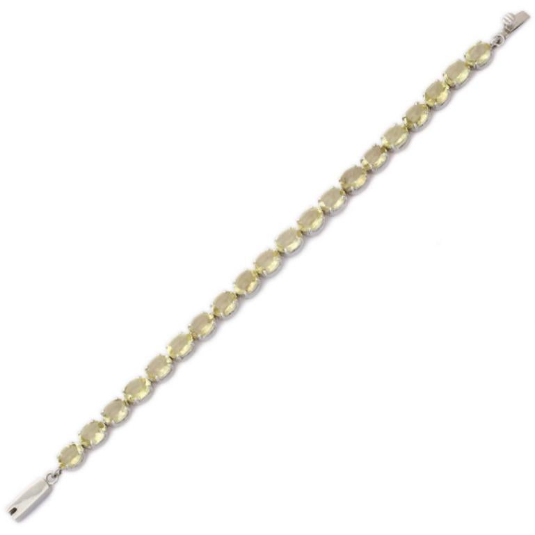 Women's November Birthstone Lemon Topaz Tennis Bracelet in Sterling Silver For Sale