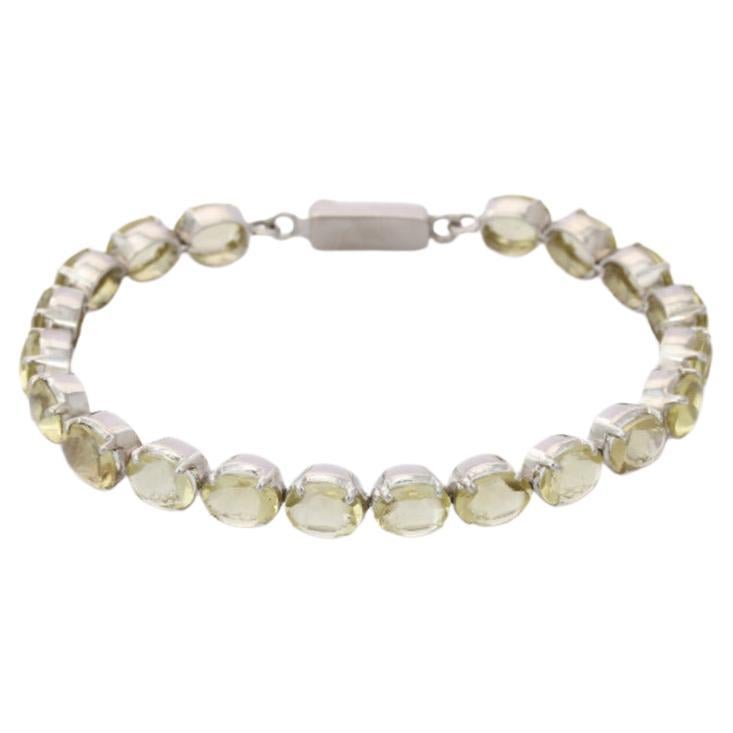 November Birthstone Lemon Topaz Tennis Bracelet in Sterling Silver For Sale