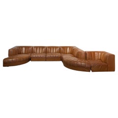 "Novemila" 8 Piece Sectional Leather Sofa by Tito Agnoli Circa 1960 France