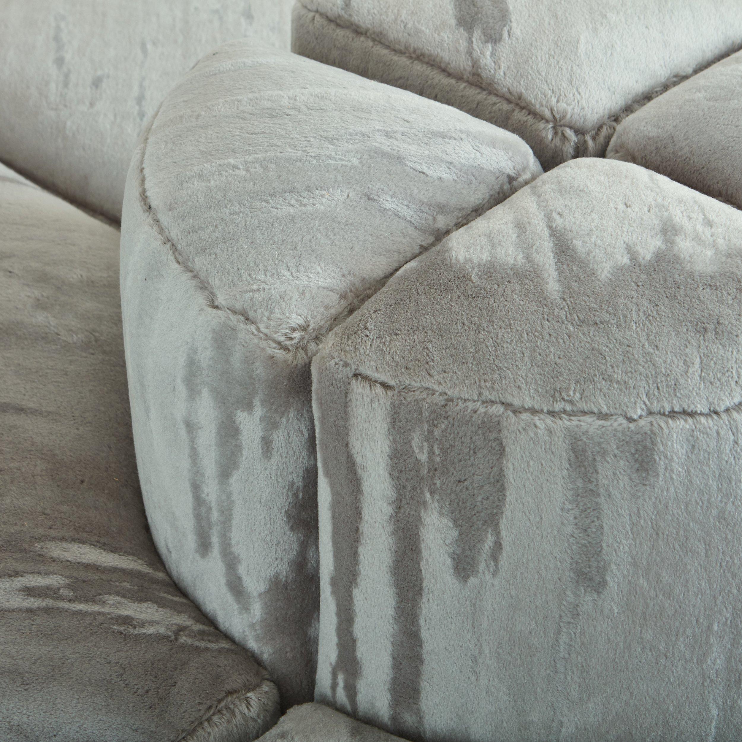 Novemila 9000' Modulares Sofa aus grauem gestreiften Samt von Tito Agnoli für Arflex (Mitte des 20. Jahrhunderts) im Angebot