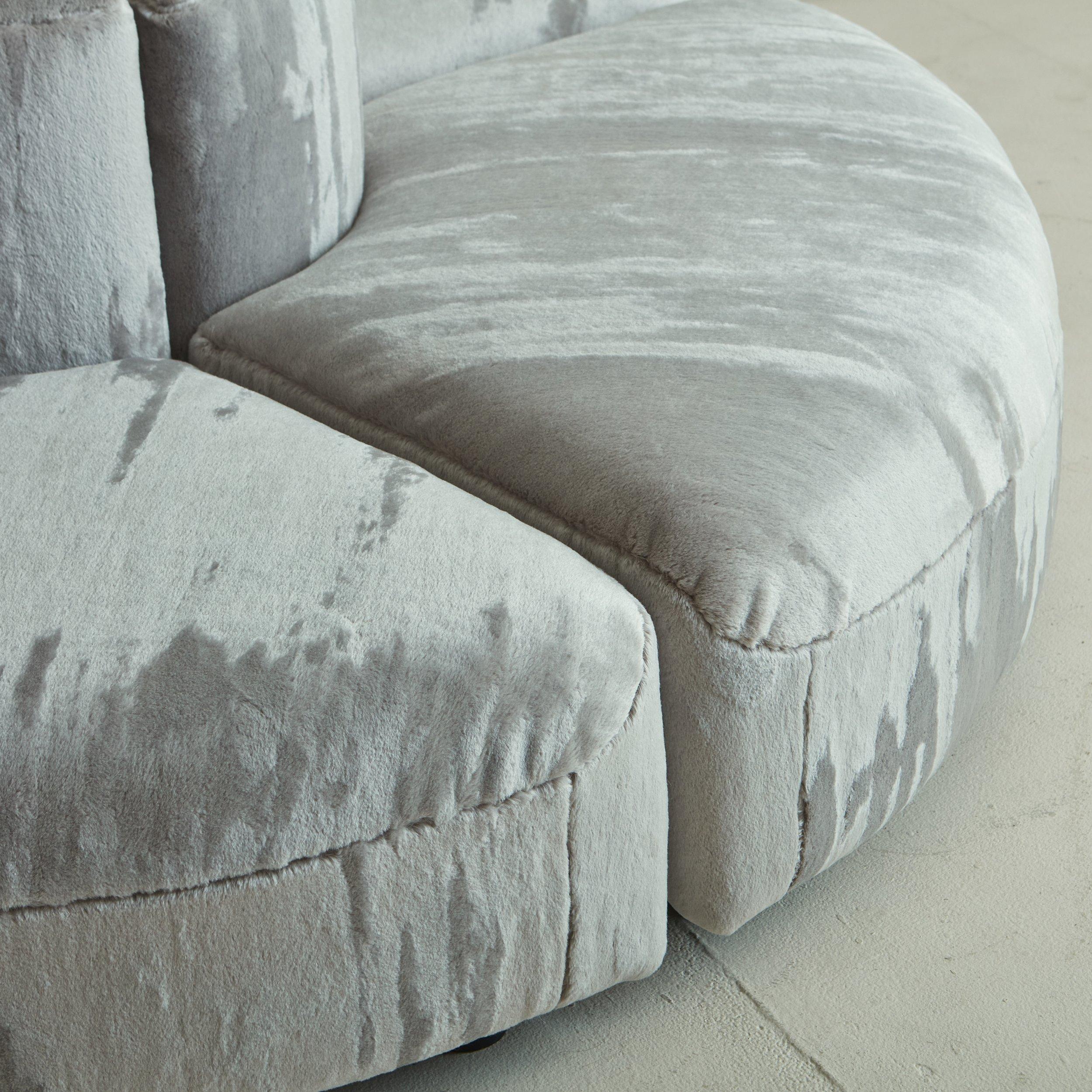Novemila 9000' Modulares Sofa aus grauem gestreiften Samt von Tito Agnoli für Arflex (Polster) im Angebot