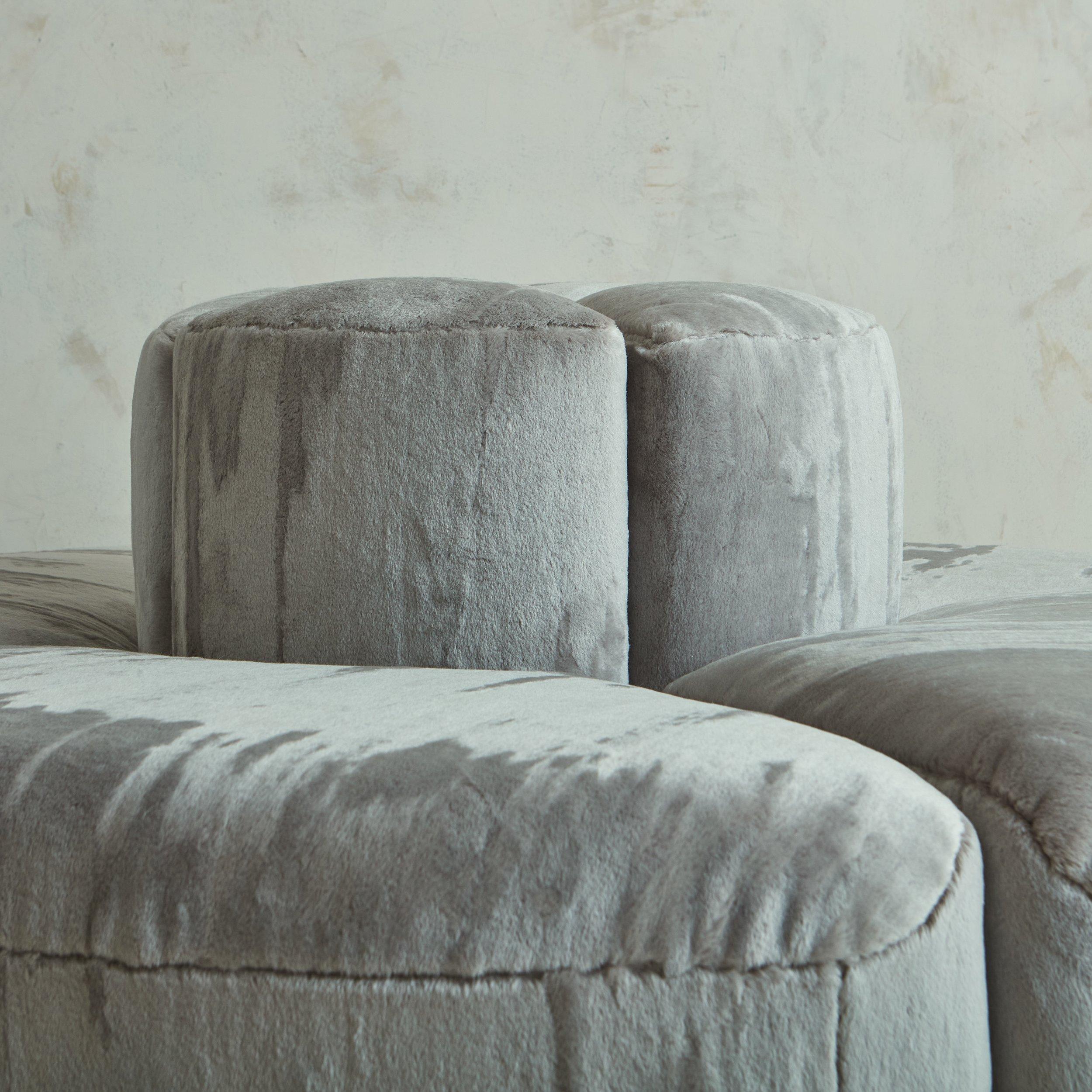 Novemila 9000' Modulares Sofa aus grauem gestreiften Samt von Tito Agnoli für Arflex im Angebot 2