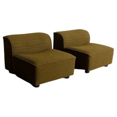 Novemila Lounge Chairs by Tito Agnoli for Arflex in Green Bouclè