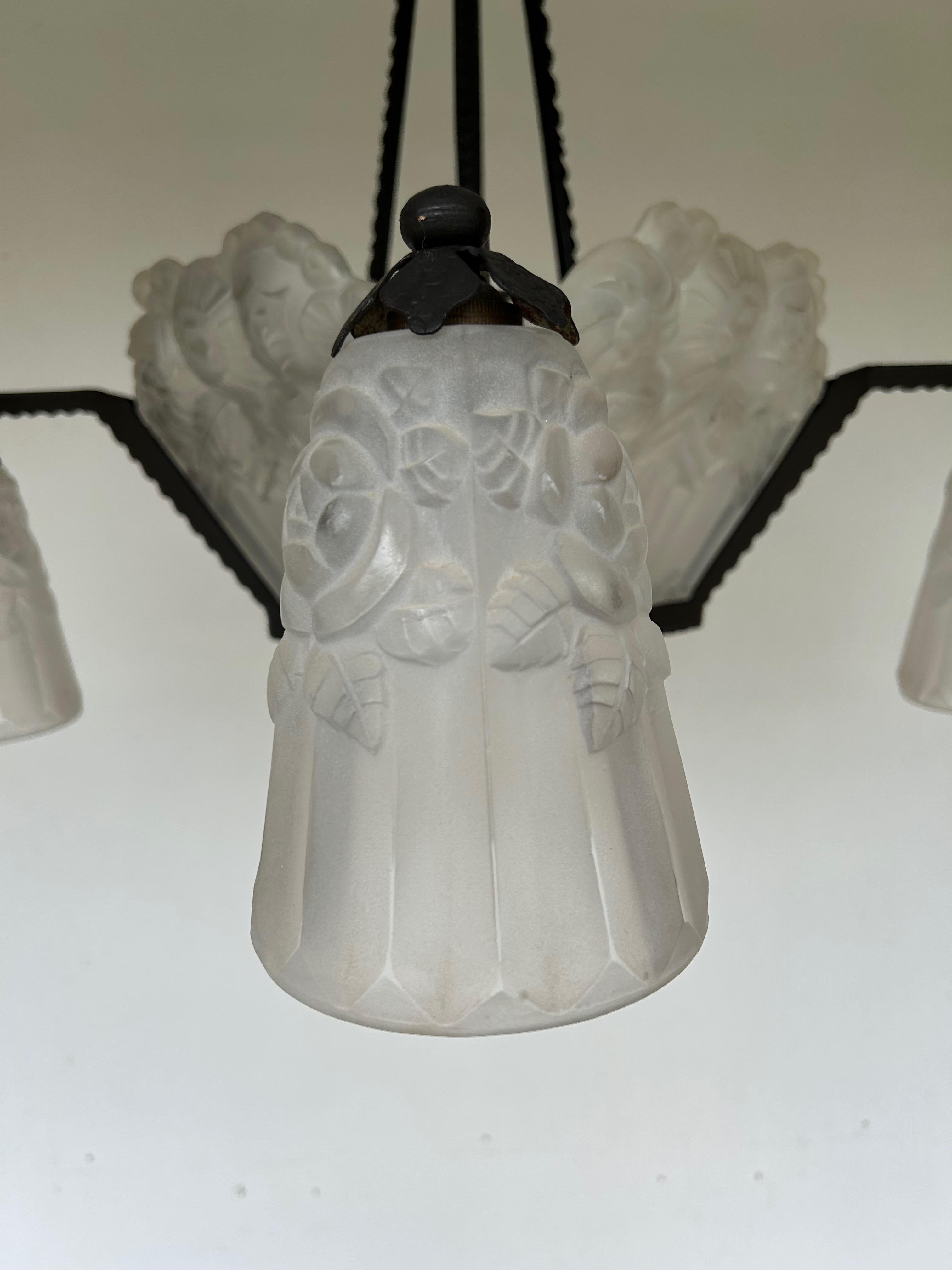 XX secolo Lampadario Noverdy Art Deco in vendita