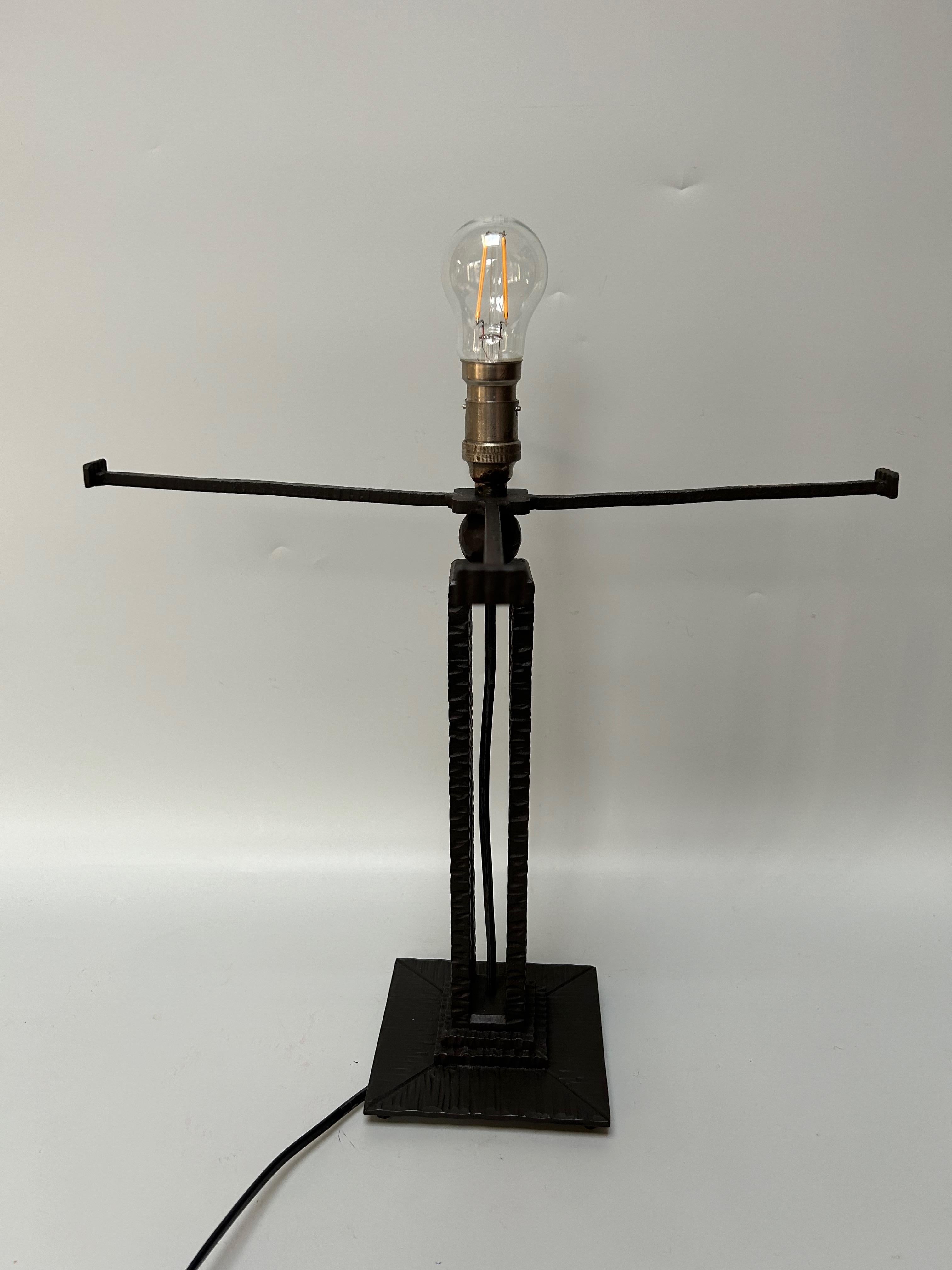 Wrought Iron Noverdy Art Deco Lamp For Sale