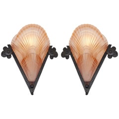 Noverdy & Marcel Vasseur French Art Deco Pair of Wall Sconces, 1925
