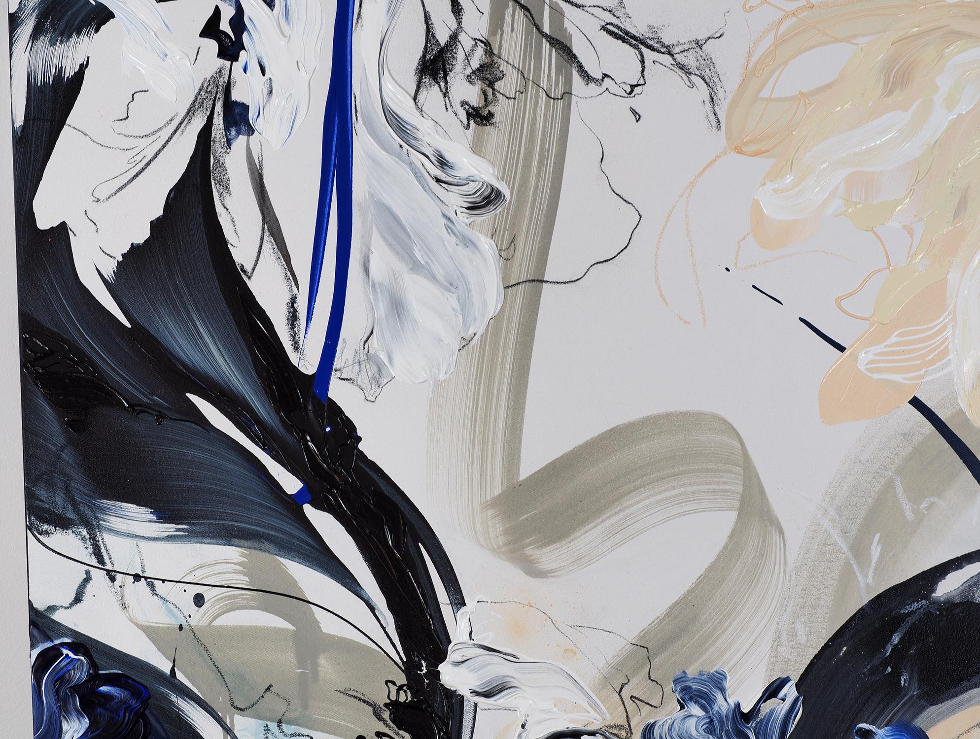 Kimono astrale, dipinto acrilico astratto contemporaneo su tela con cornice originale - Painting di Novi Lim