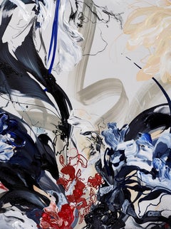 Kimono Astral, peinture acrylique abstraite contemporaine originale encadrée sur toile