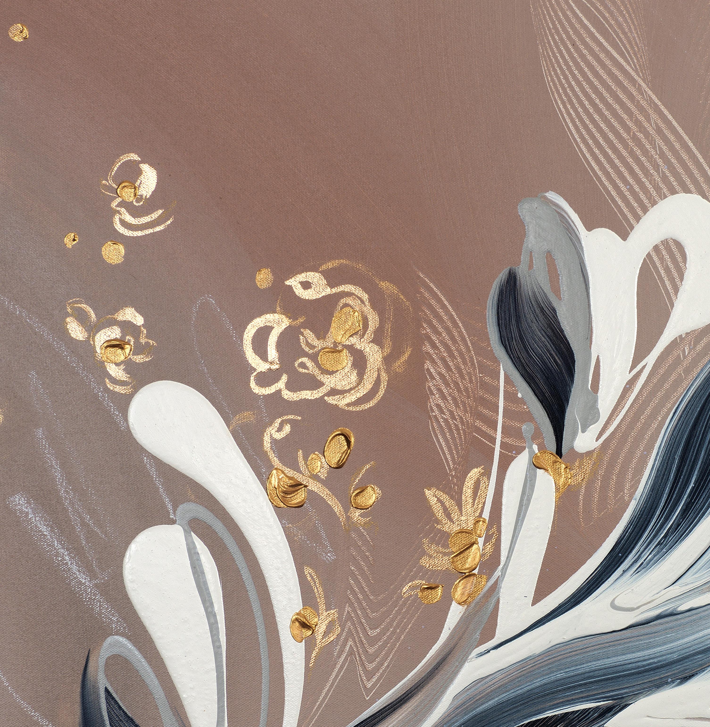 Cassis, Pittura acrilica astratta contemporanea quadrata con cornice originale e firmata - Painting Astratto di Novi Lim