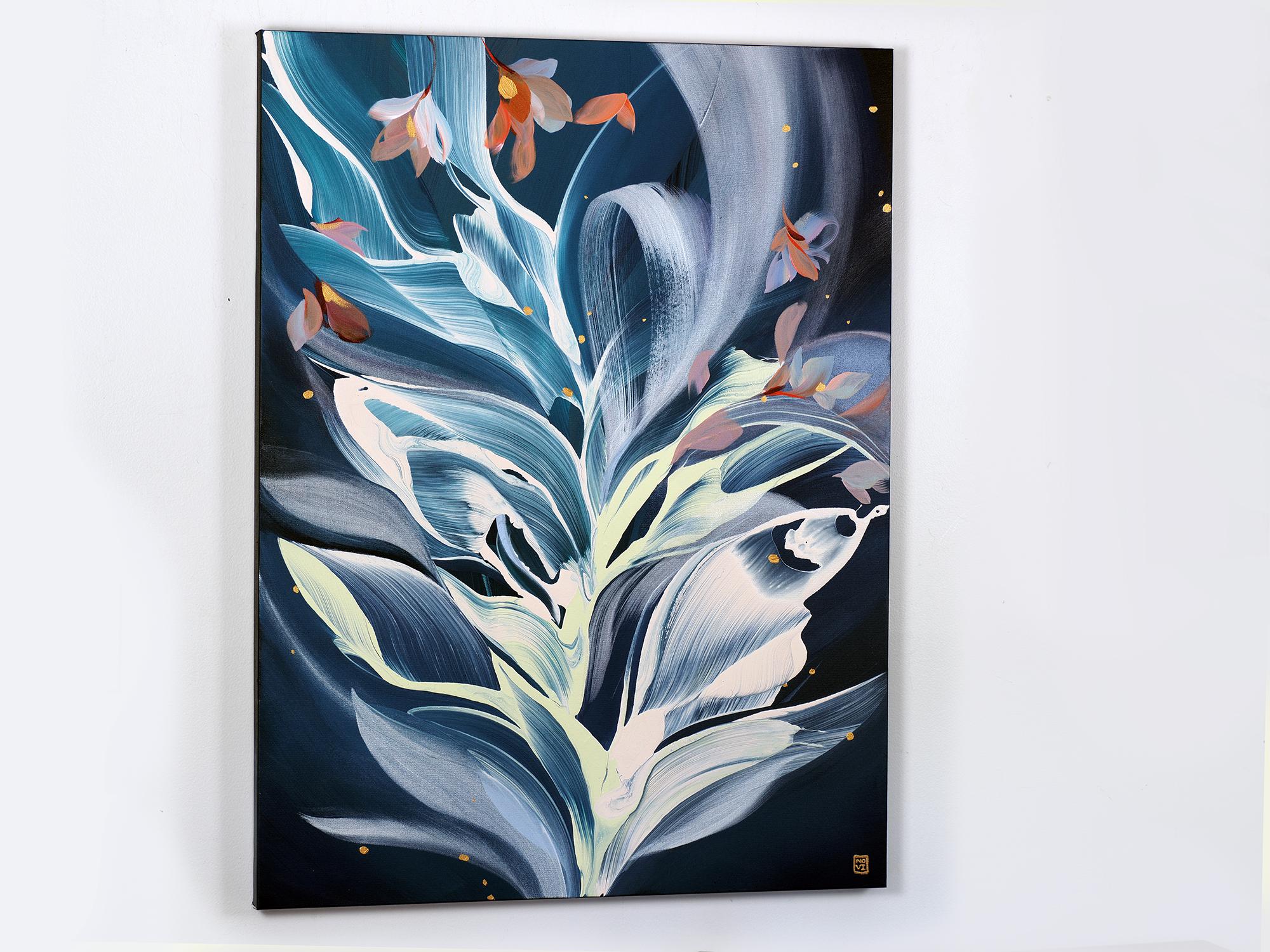 Crystalline, dipinto astratto contemporaneo etereo originale incorniciato e firmato - Painting Astratto di Novi Lim