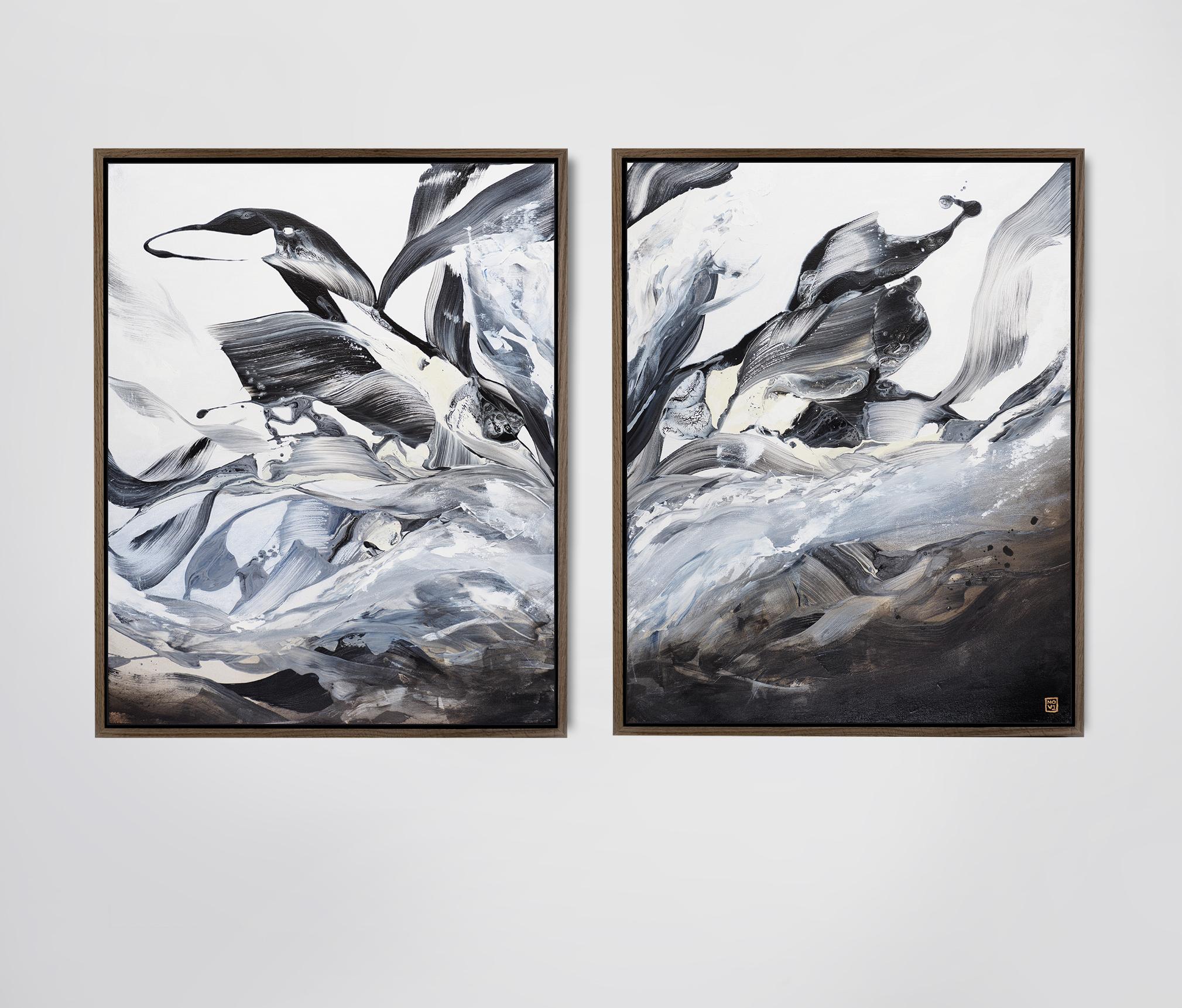 Deux Waterbird (Diptych) - Painting by Novi Lim